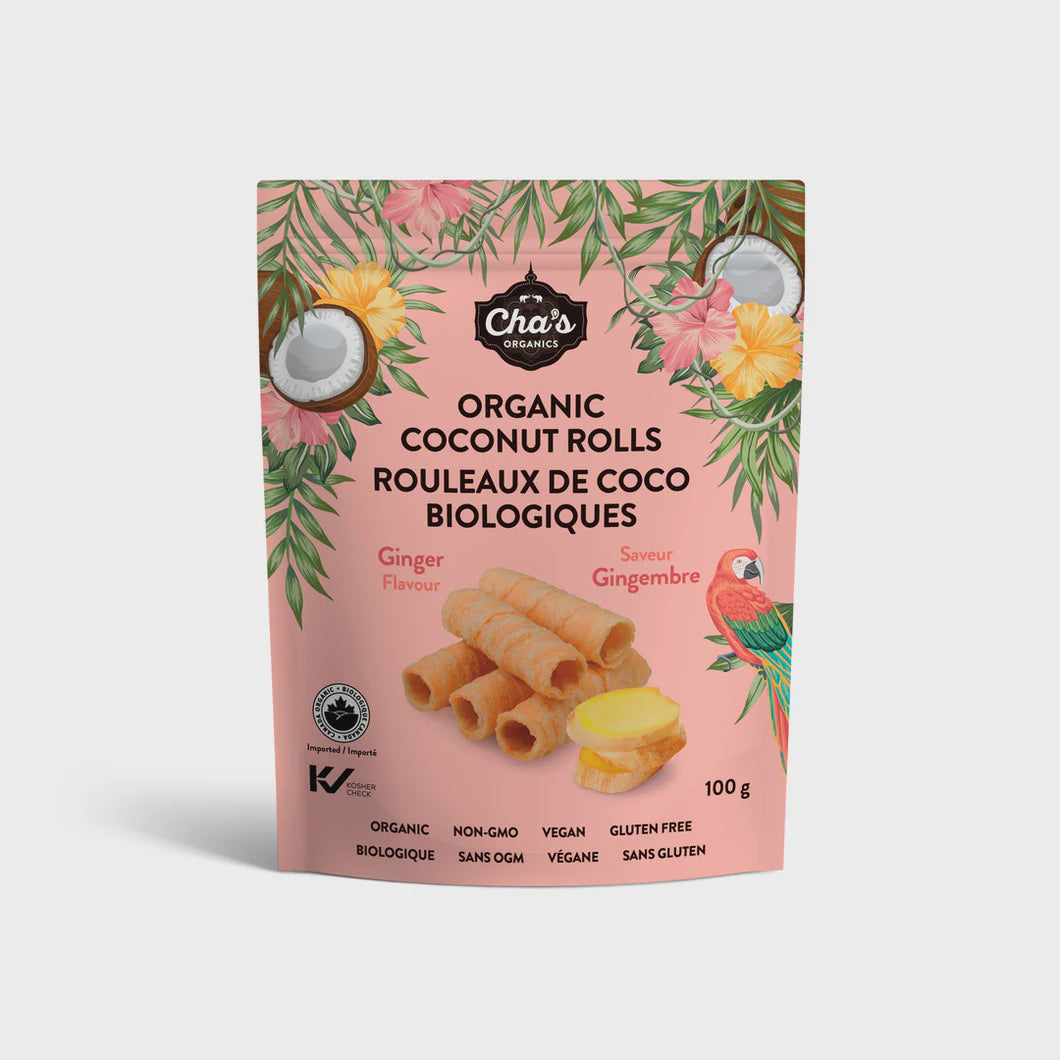 Cha's - Organic Coconut Rolls Ginger 100g