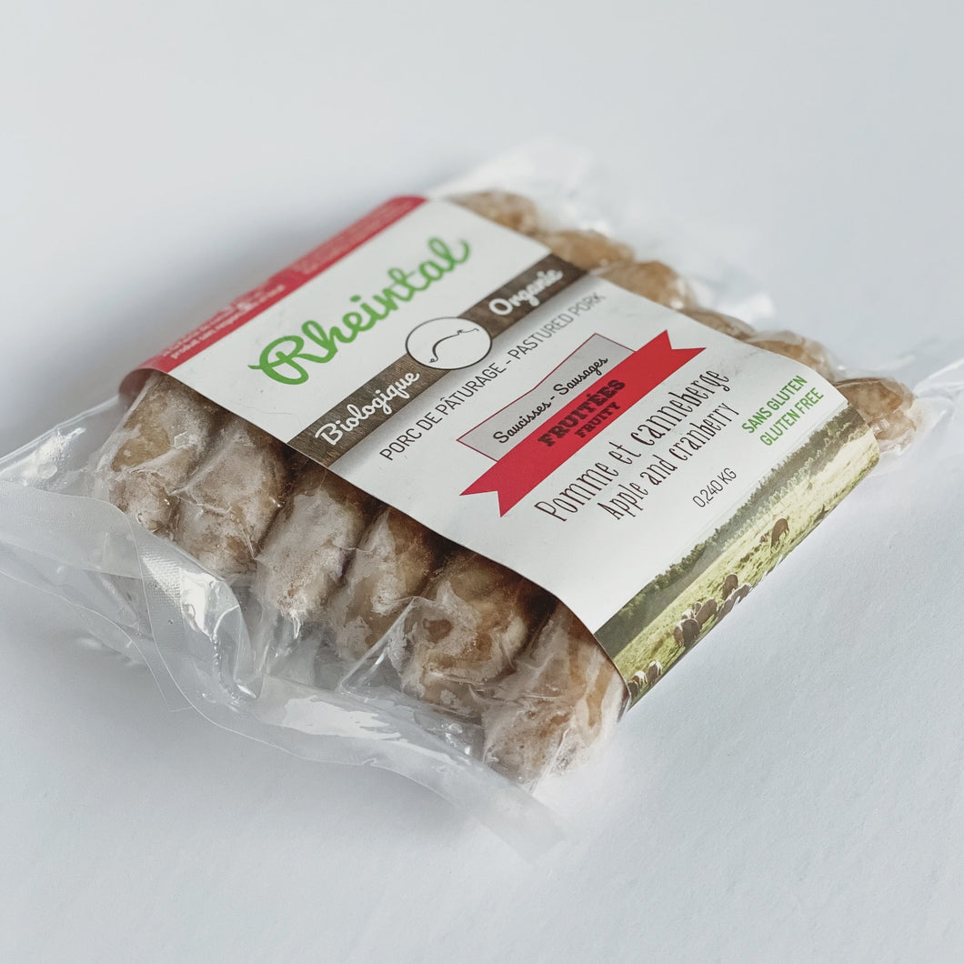Saucisse Pomme Canneberge bio cong.
