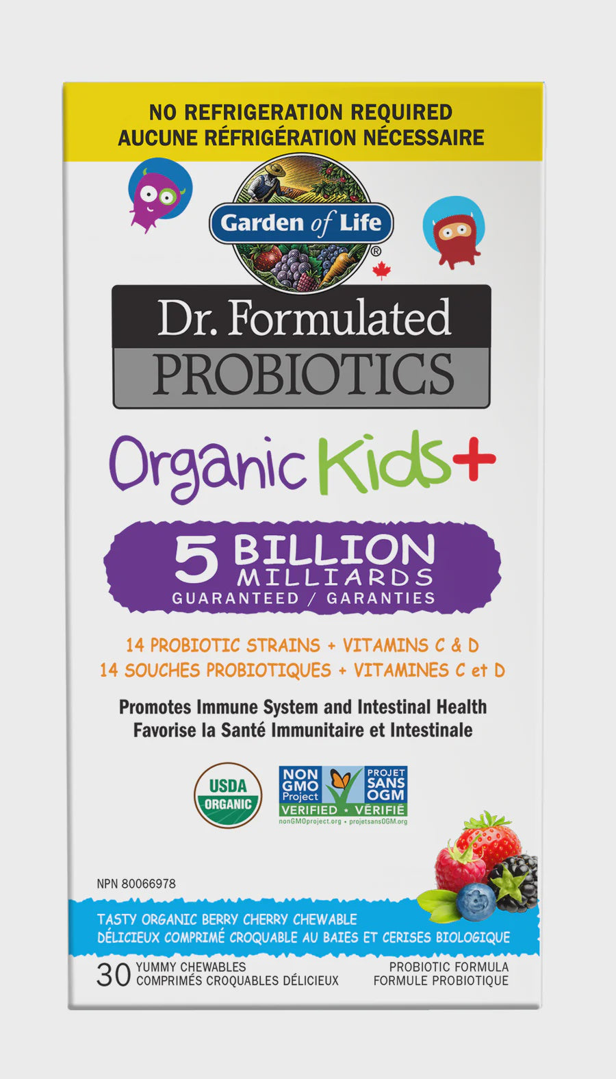 GOL Dr. Formulated Probiotics Org. Kids+ Berry Cherry 30 chewable tabs