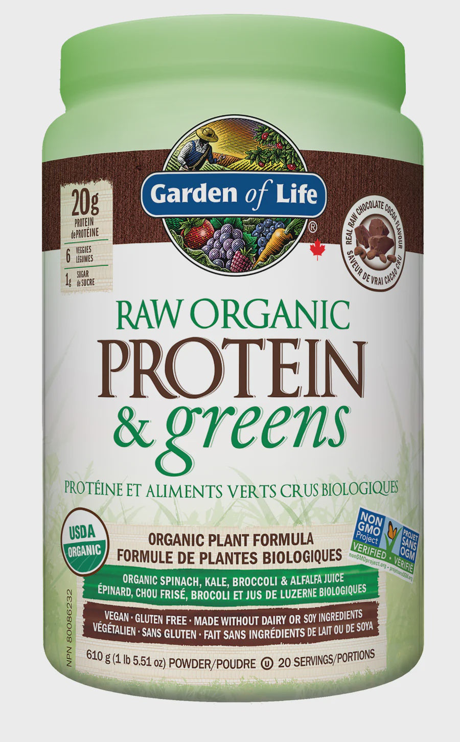 GOL RAW Organic Protein & Greens Chocolate 610g