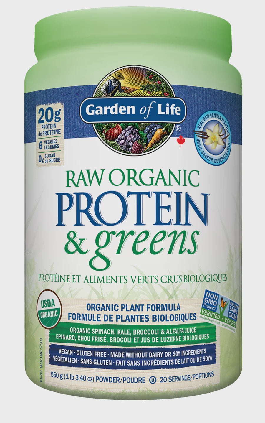 GOL RAW Organic Protein & Greens Vanilla 550g