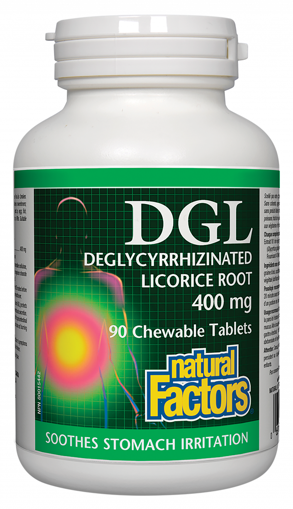 Natural Factors DGL  Deglycyrrhizinated Licorice Root  400 mg  90 Chewable Tablets